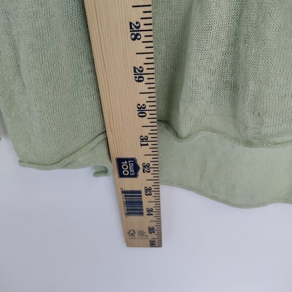 Moth V-Neck Lightweight Knit Sheer Long Sleeve Top Large Women Green - Picture 7 of 11